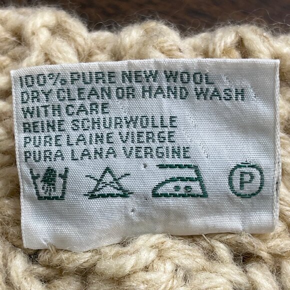 Vintage Andion Women's Cream Wool Knit Sweater Cardigan Open Front Pockets Sz L - Picture 8 of 9